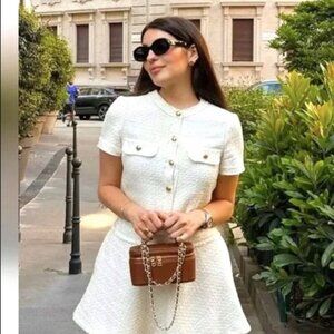 Zara SS24 Ecru ZW Collection Short Textured Dress